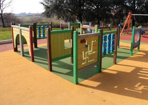 Inclusive maze and sensory panels in recycled plastic for disabled children - accessible tactile playground equipment for inclusive parks