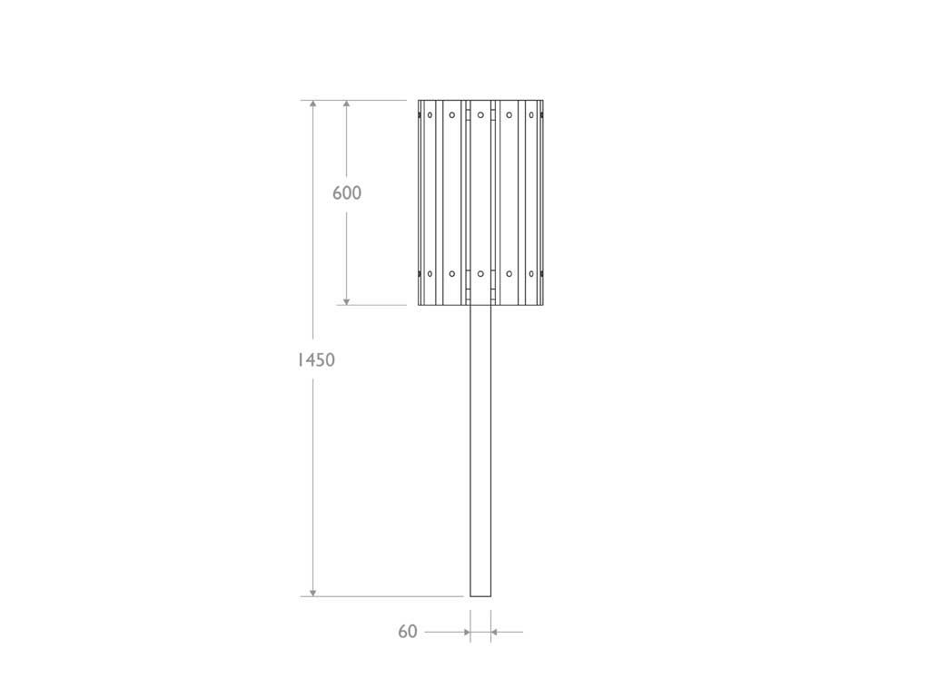 Cestino porta rifiuti in STRONGPLAST o legno - prospetto