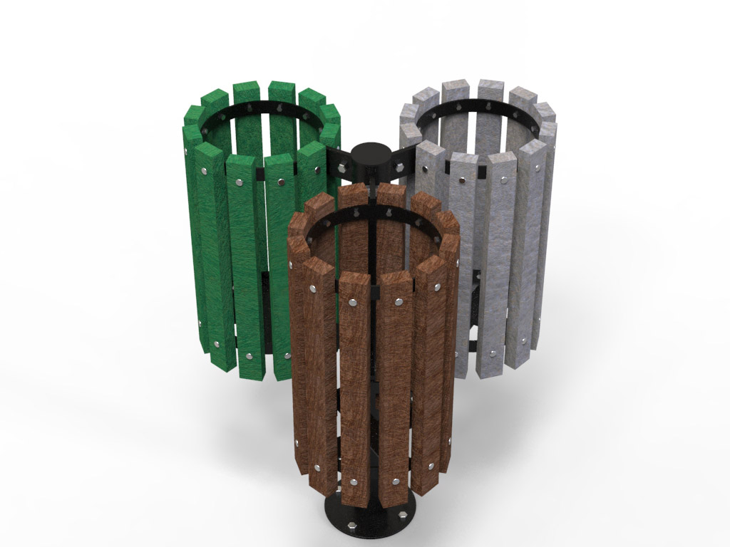 Cestino TRIPLO porta rifiuti MARGHERITA in STRONGPLAST