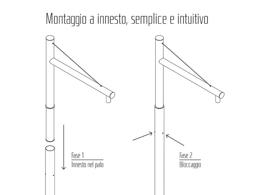 Braccio serie INNER con tirante - esempio di montaggio generico