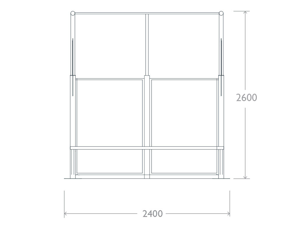 pensilina ppb acciaio policarbonato panchina prospetto 2