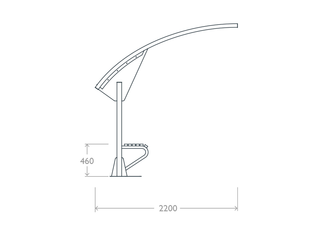 pensilina ppb acciaio policarbonato panchina prospetto