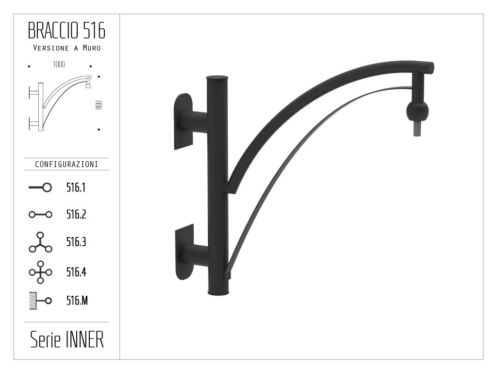 braccio a muro serie inner doppio arco 516