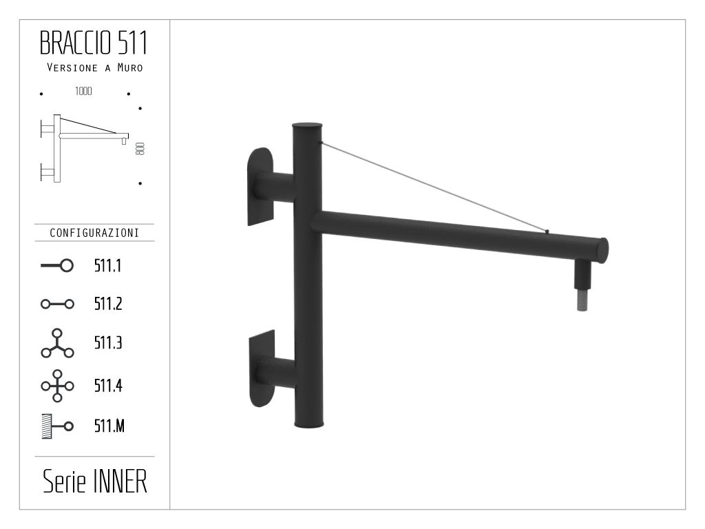 Braccio serie INNER con tirante - singolo