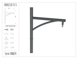 Braccio serie INNER con ornamento curvato - singolo 