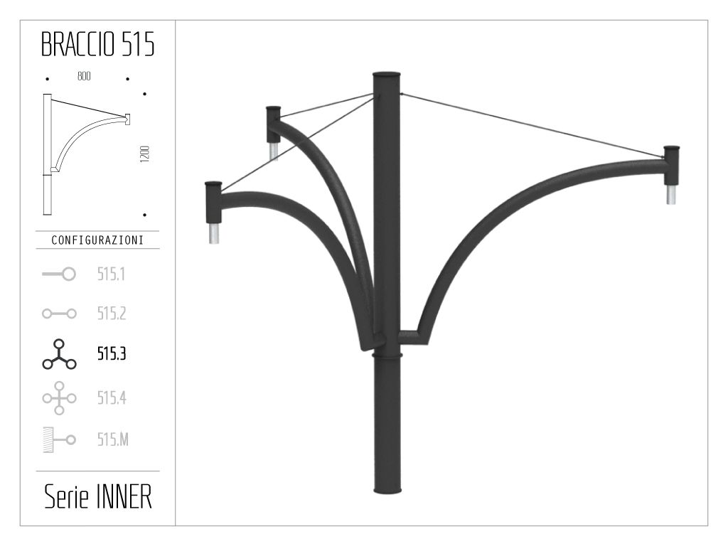 Braccio serie INNER con ornamento curvato e tirante - singolo