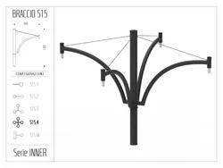 Braccio serie INNER con ornamento curvato e tirante - singolo