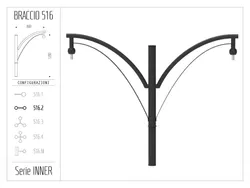 Braccio serie INNER con doppio ornamento curvato - singolo