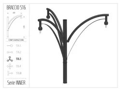 Braccio serie INNER con doppio ornamento curvato - singolo