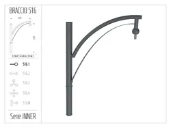 Braccio serie INNER con doppio ornamento curvato - singolo