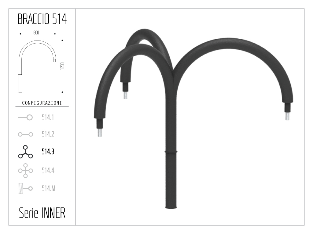 Braccio serie INNER curvo a pastorale - singolo