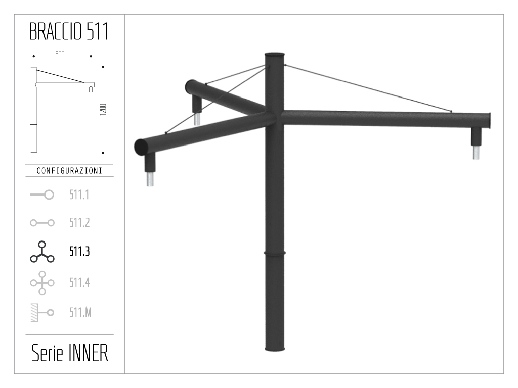 Braccio serie INNER con tirante - singolo