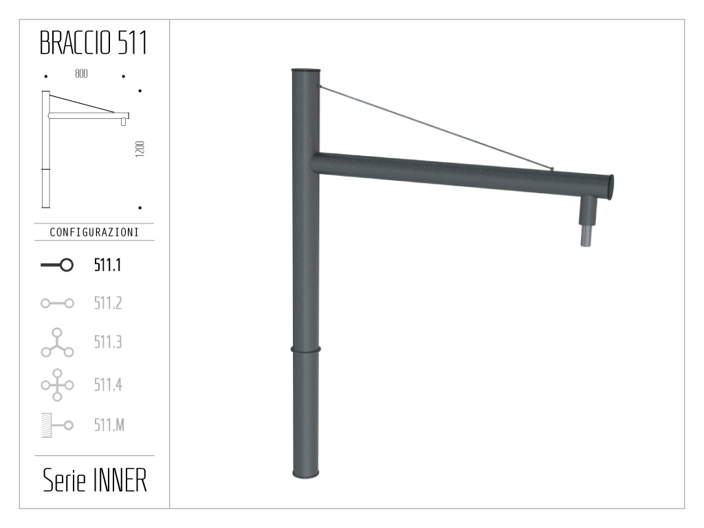 Braccio serie INNER con tirante - singolo