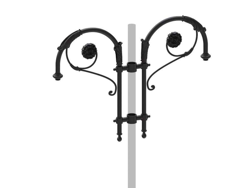 Cima a pastorale con doppio riccio ornamentale ed ornamenti floreali tipo Borromini doppia