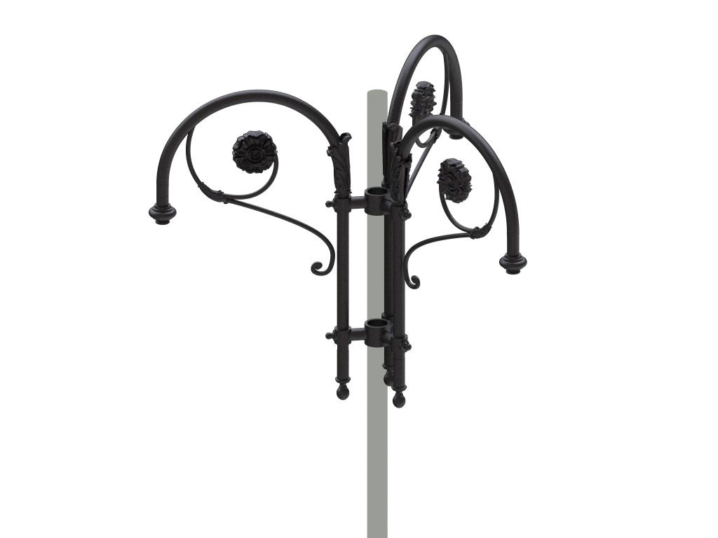 Cima a pastorale triplo con doppio riccio ornamentale ed ornamenti floreali tipo Bernini