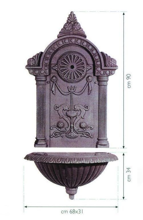 cod 1106 fontana artistica in ghisa a muro borbonica grande