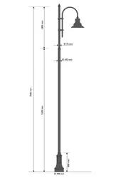 Palo in ghisa e acciaio con base 311 cima con pastorale 505 e lampara 622029