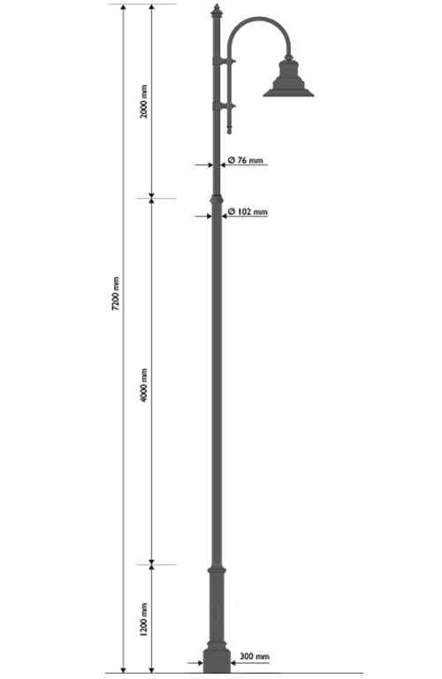 cod 315 578 palo ghisa acciaio base 315 pastorale 505 lampara 622