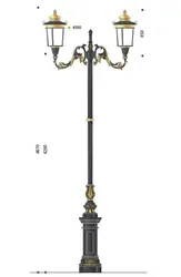 Palo artistico in ghisa tipo Francia con base 130 e lanterna LED 620