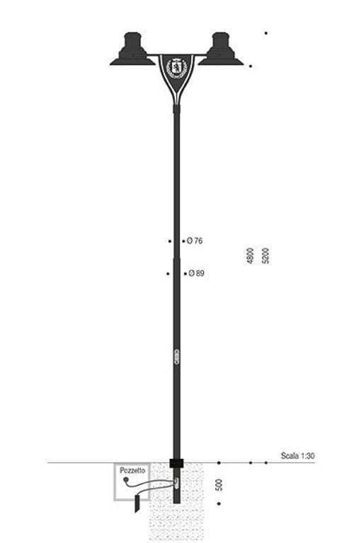 Palo per TpLuna TPLX5 con lampare Regina