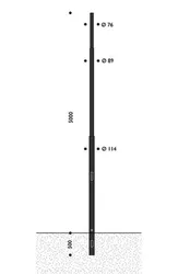 Palo rastremato in acciaio, HFT 5 metri