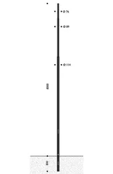 Palo rastremato in acciaio, HFT 8 metri