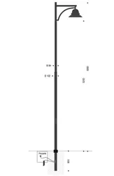 Palo INNER in acciaio con braccio singolo e lampara Signora