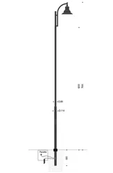 Palo INNER in acciaio con braccio singolo curvo e lampara Regina