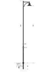 Palo INNER in acciaio con braccio singolo e lampara 630