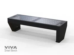 panchina VIVA smart bench senza schienale fotovoltaica hybrid portal hotspot wifi nera