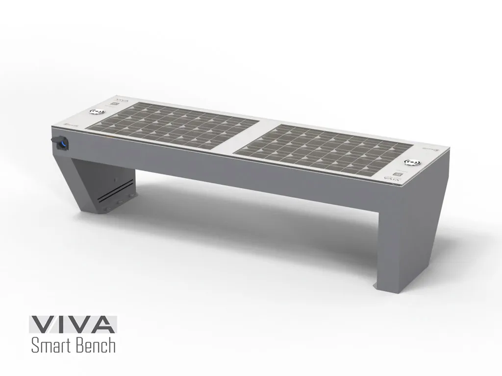 panchina VIVA smart bench senza schienale fotovoltaica hybrid portal hotspot wifi