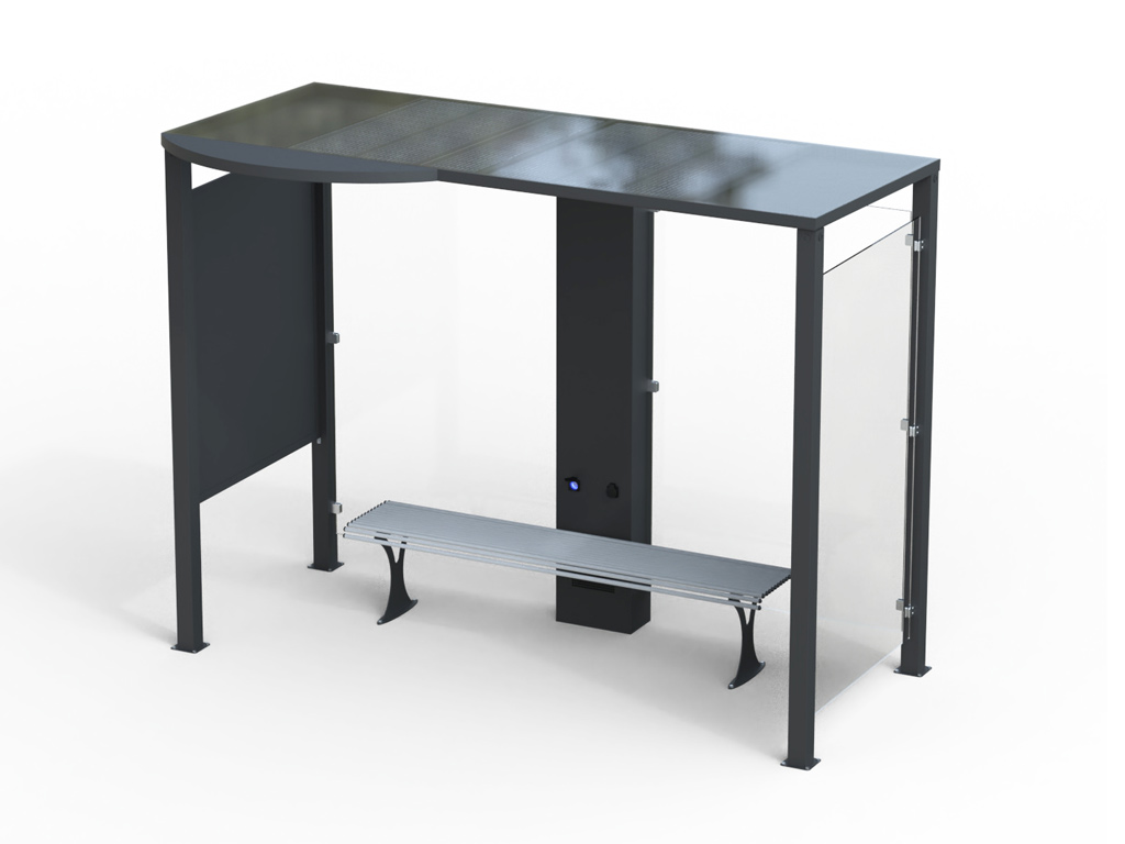 Smart bus shelter with smart central totem