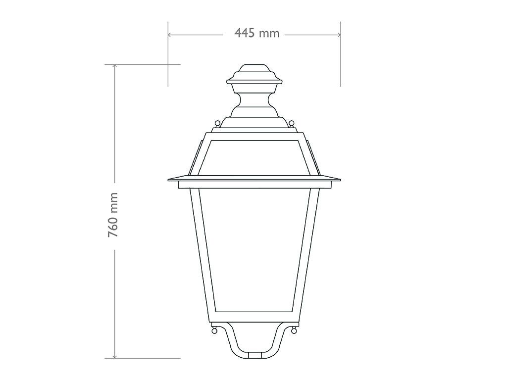Lanterna 601 quadrata grande in alluminio - dimensioni