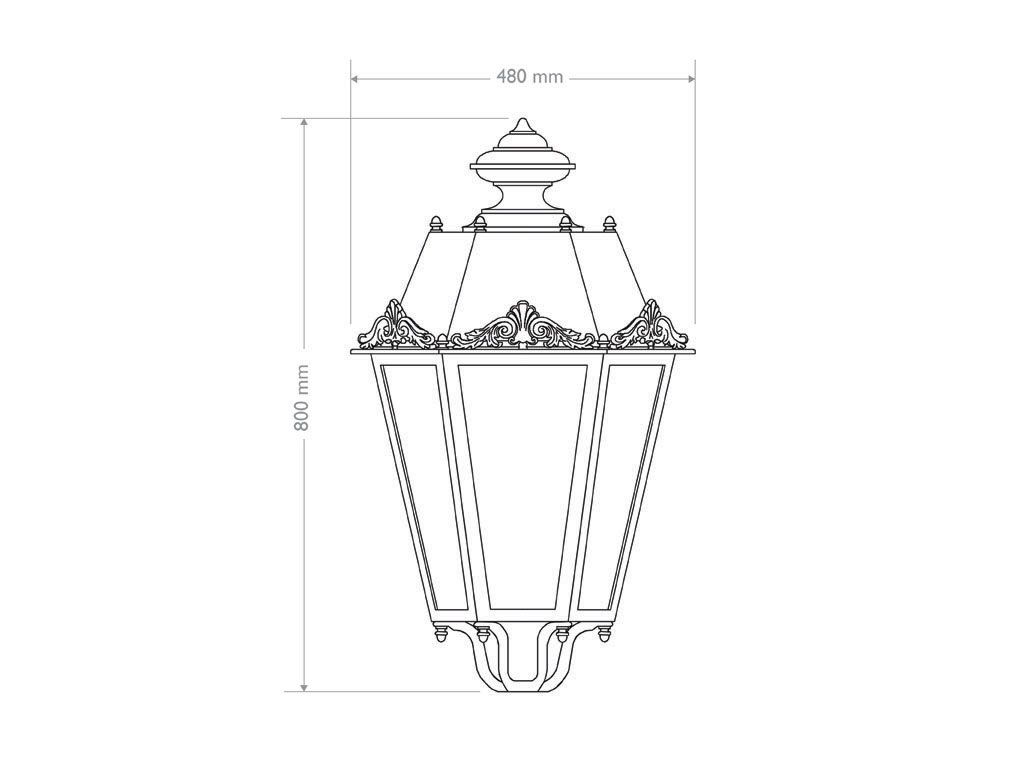 Lanterna artistica esagonale misure