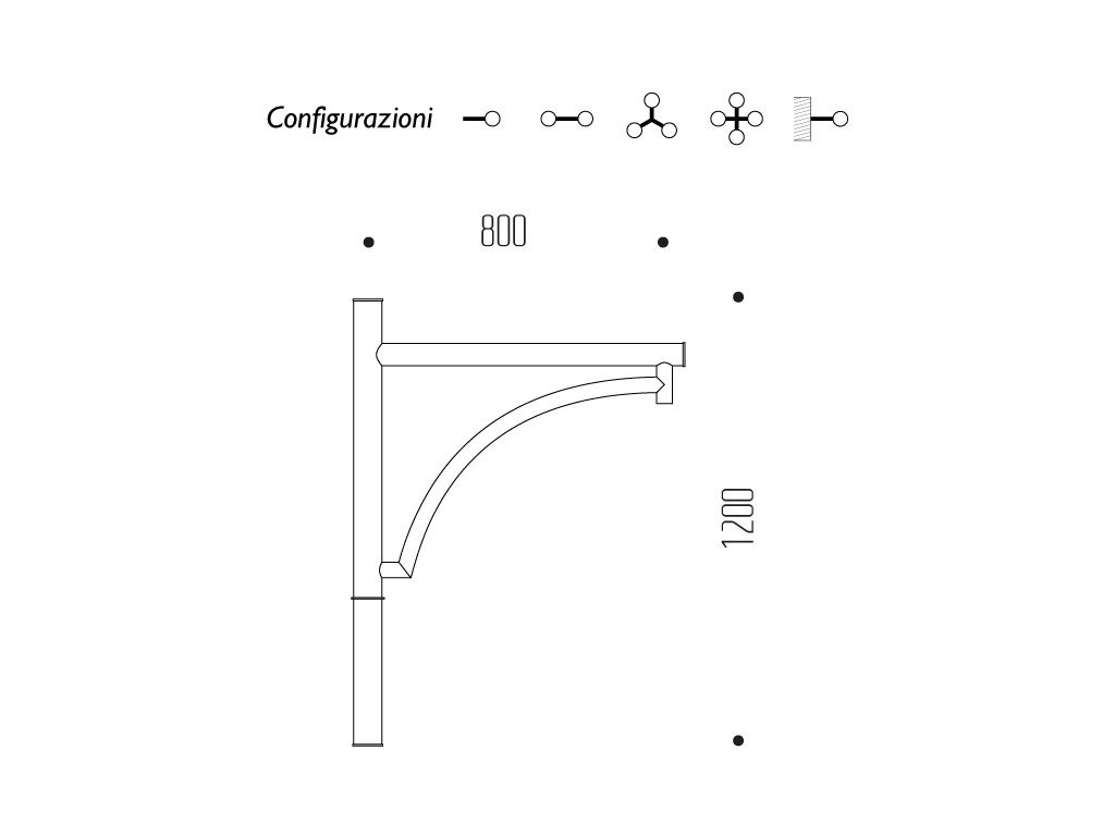 Braccio serie INNER con arco - dimensioni