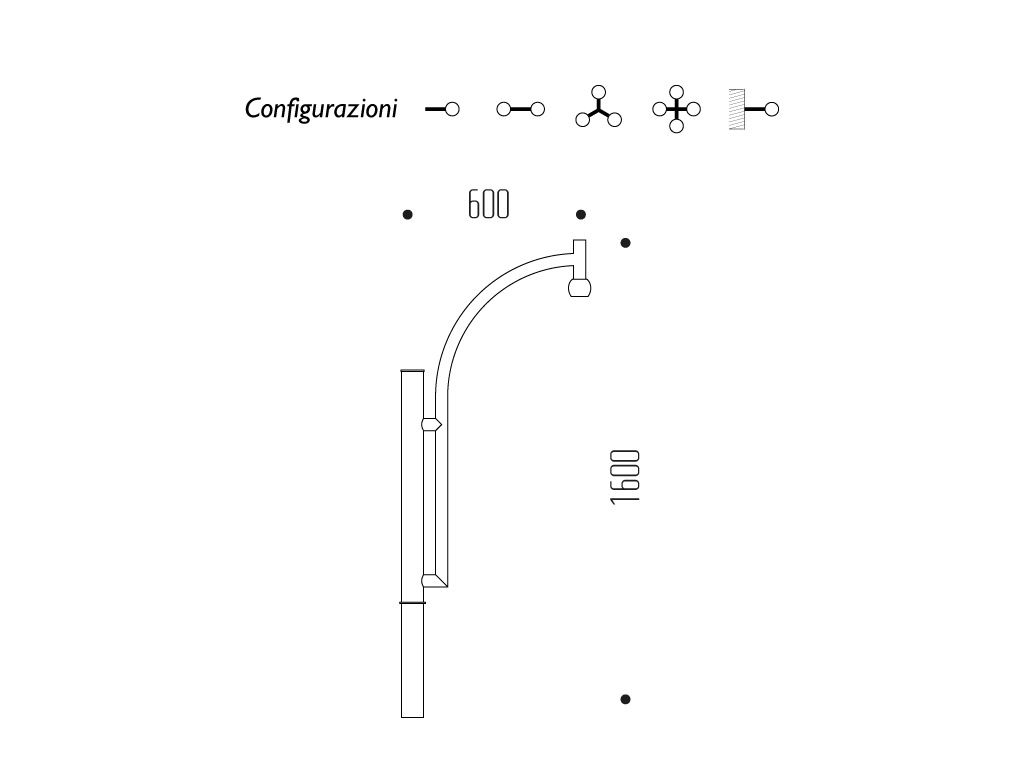 Braccio serie INNER curvo a pastorale alto - dimensioni