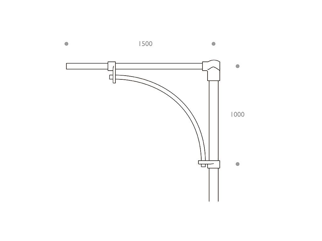braccio con arco acciaio alluminio 508 singolo dimensioni