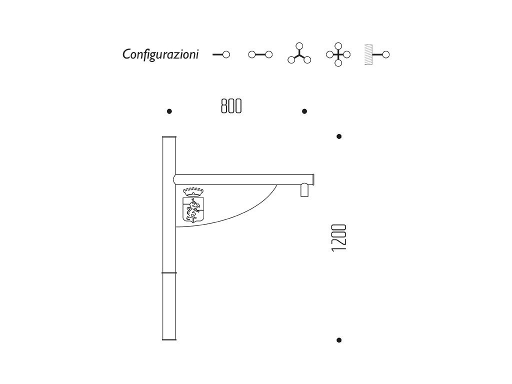 Braccio serie INNER con bandiera - dimensioni