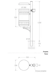 cestino mantegna 330116 singolo infissione posacenere coperchio