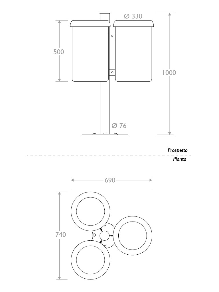 Misure Cestino Triplo