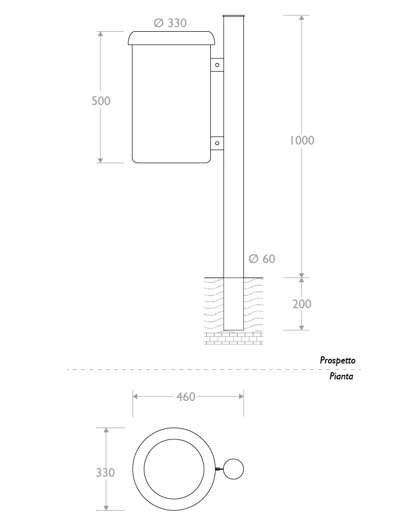 Misure Cestino singolo