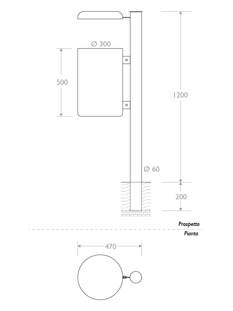 cestino trespolo 330508 singolo infissione coperchio