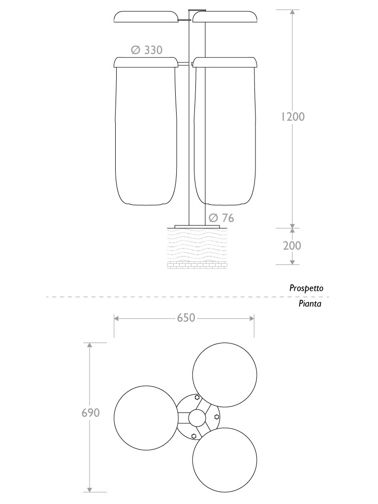 Misure Cestino antiterrorismo con coperchi
