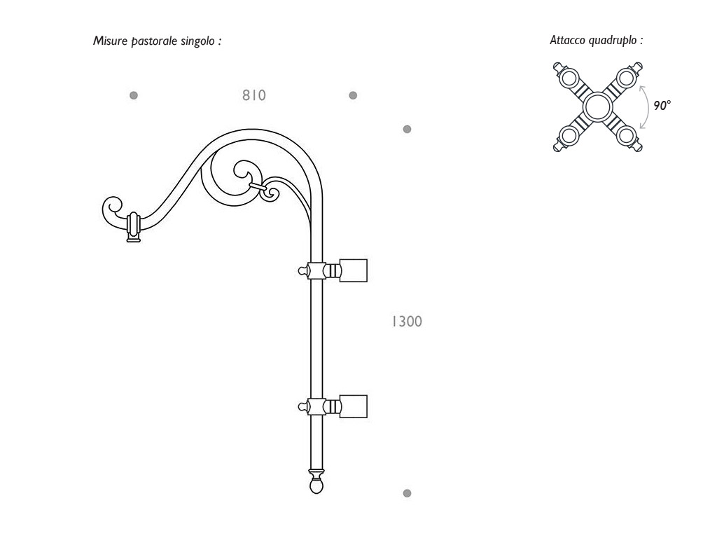 Cima a pastorale 501 - quadrupla - dimensioni