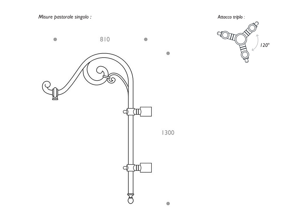 cima a pastorale triplo alluminio ghisa 501 dimensioni