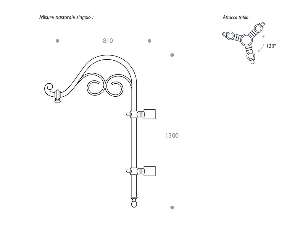 cima a pastorale triplo alluminio ghisa 502 dimensioni