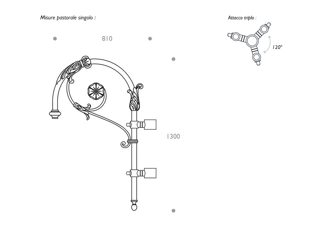 cima a pastorale triplo alluminio ghisa 503 dimensioni