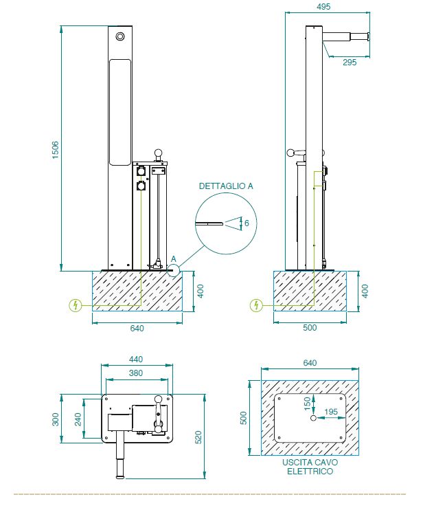 Self-service eBike Repair and charge Station dimension