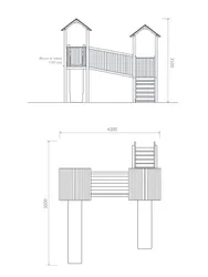 Torre combinata con due scivolo in plastica riciclata dimension