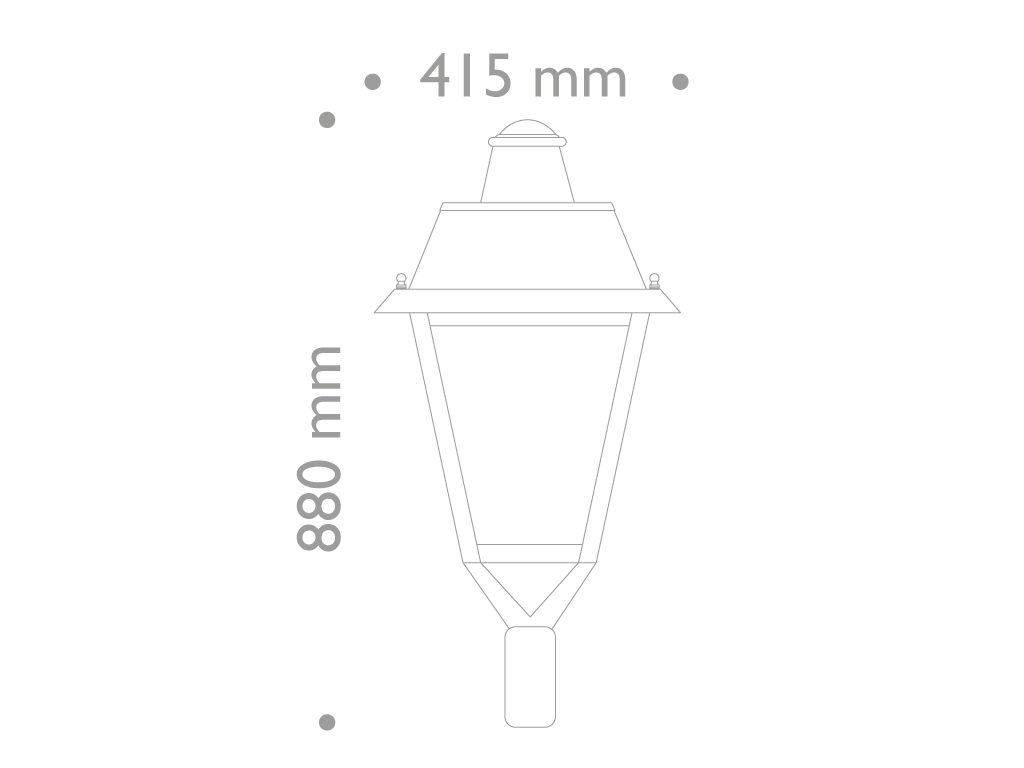 Lanterna quadrata 646 in pressofusione di alluminio dimensioni
